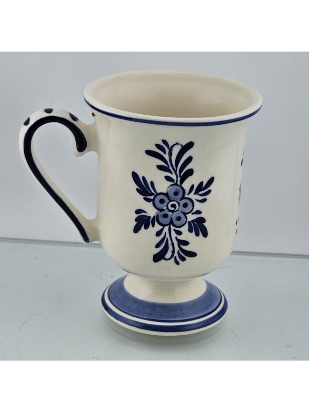 Delft Blue Pottery Mug Handpainted Windmill DAIC Holland Pedestal handle cup - Picture 8 of 12